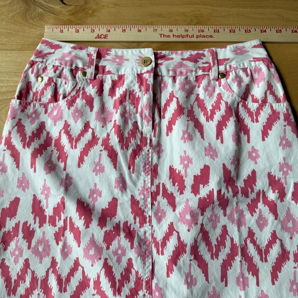 J MCLAUGHLIN IKAT GEOMETRIC SKIRT COTTON BLD CLASSIC PREPPY BOHO COASTAL CHIC 2 - Picture 5 of 10